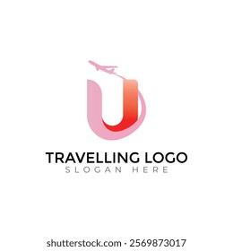 Travel  Creative vector templates abstract typography colorful U letter logo design