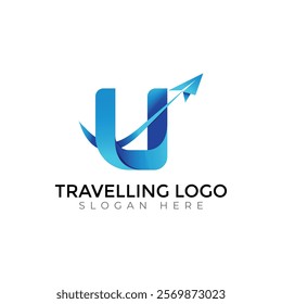 Travel  Creative vector templates abstract typography colorful U letter logo design