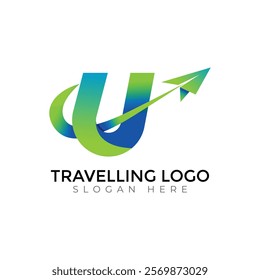 Travel  Creative vector templates abstract typography colorful U letter logo design