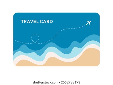 Travel credit card or travel gift card concept in flat design on white background.