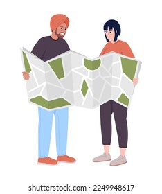 Travel cross country together semi flat color vector characters. Editable figure. Full body people on white. Couple vacation simple cartoon style illustration for web graphic design and animation