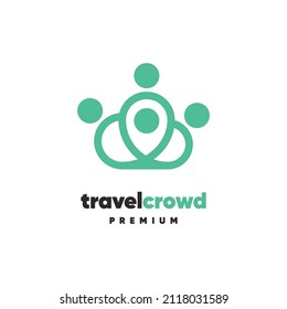 Logo de Travel Crowd, concepto de diseño, emblema, elemento de logotipo para plantilla.