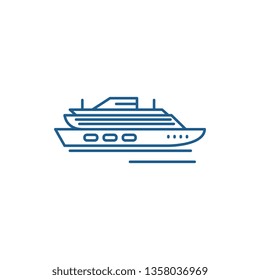 Concepto de icono de línea de cruceros de viaje. Símbolo vectorial plano de crucero de viaje, signo, ilustración de contorno.