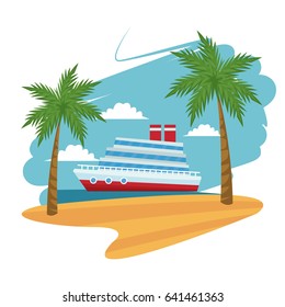 travel cruise ship passenger sea beach palm design