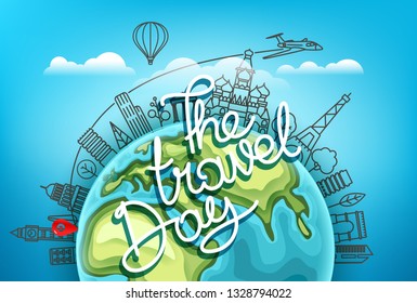 The travel day. Travel destination vector concept
