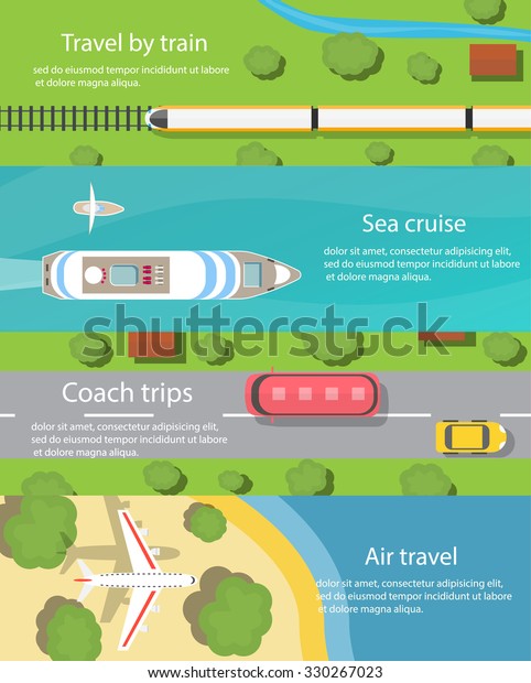 Travel Delivery Horizontal Banners Set Ship Stock Vector (Royalty Free ...