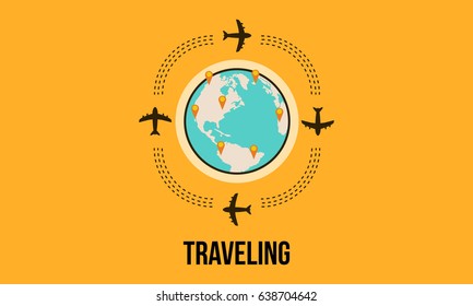 Travel design background with airplane