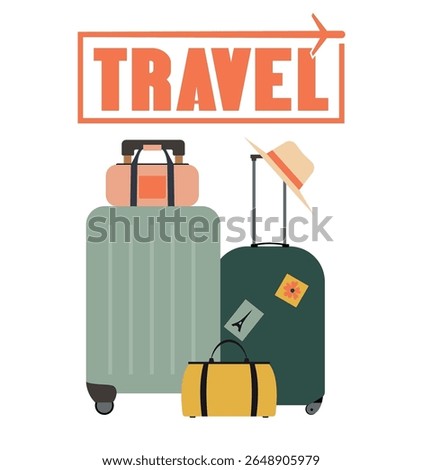 travel design with bag , hat and suitcase