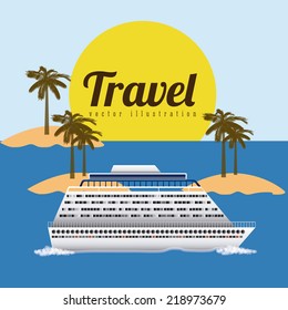 Travel design over beach scape background, vector illustration