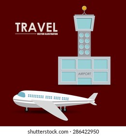 Travel design over red background, vector illustration