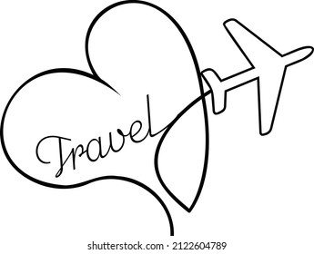 Travel design with Plane Fly Heart