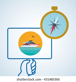 Travel design. Trip icon. Flat illustration