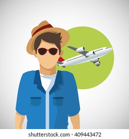 travel design, vacations and tourism concept, vector illustration