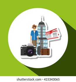 travel design, vacations and tourism concept, vector illustration