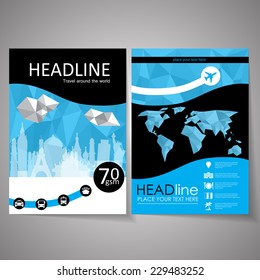 Travel design vector template layout for magazine and brochure in A4 size