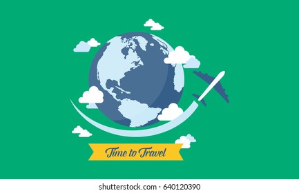 Travel design with world background