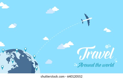 Travel design woth world and plane