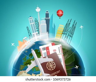 Travel destination concept. Vector illustration 