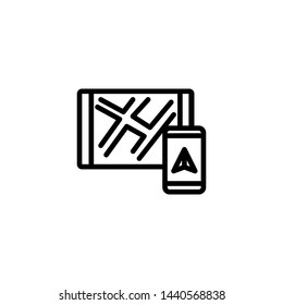 Travel destination line icon. Navigation, guidance, map. Solo travel concept. Vector illustration can be used for topics like travel, tourism, technology