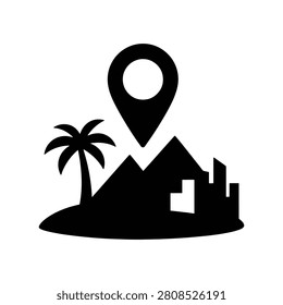 Travel Destination Location Pin Solid Silhouette Icon Design Collection