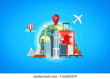 Travel destinations concept. Vector illustration
