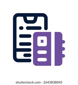 travel diary app duotone icon. Sleek and modern vector icon for websites, mobile apps, marketing materials, and corporate design. Fully scalable and ready to use.