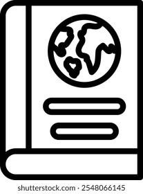 Icono de diario de viaje que representa historias personales, recuerdos y documentación del viaje, perfecto para resaltar la escritura de viajes, aventuras y exploraciones con un diseño reflexivo y nostálgico.