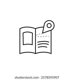 Travel diary icon, tourism travel emblem on white background - vector illustration