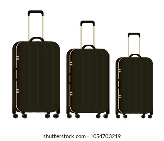 Travel different bags, backpacks, cases, luggage and set of travel bag, suitcase flat isometric icons illustration. Set of illustrations for traveling, hiking, flying, resting, resting, vacation.