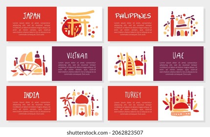 Travel to Different Country Hand Drawn Vector Template