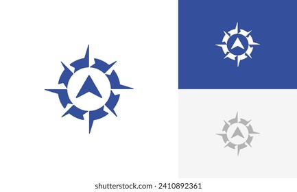 Travel Direction with Compass Arrow Logo Design