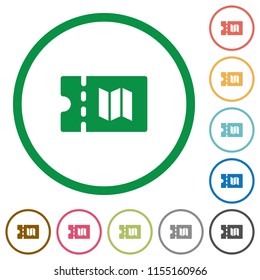 Travel discount coupon flat color icons in round outlines on white background