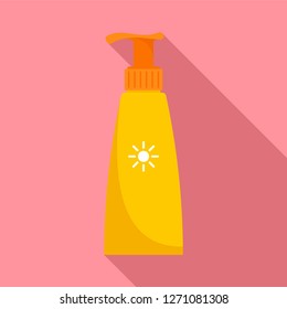 Travel dispenser sunscreen icon. Flat illustration of travel dispenser sunscreen vector icon for web design