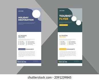 Travel DL Flyer, New Corporate Travel Roll Up Banner Design, Travel Business Tour Poster Leaflet Template, Travel flyer examples,  print-ready,Roll Up Vector Eps