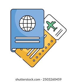 Travel document, boarding pass, passport and ticket vector illustration