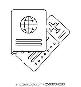 Travel document, boarding pass, passport and ticket vector illustration