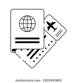 Travel document, boarding pass, passport and ticket vector illustration