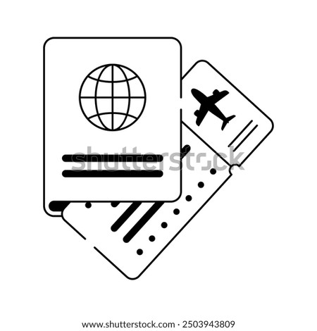 Travel document, boarding pass, passport and ticket vector illustration
