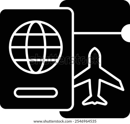 Travel Document Icon Representing Essential Identification, Permissions, and Papers for International Journeys, Perfect for Highlighting Passport, Visa, and Travel Paperwork Needs with a Professional 