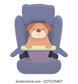 Travel dog car seat icon cartoon vector. Road trip. Animal puppy