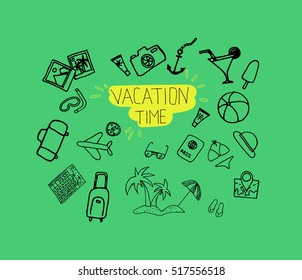 Travel Doodle Icons Hand Made