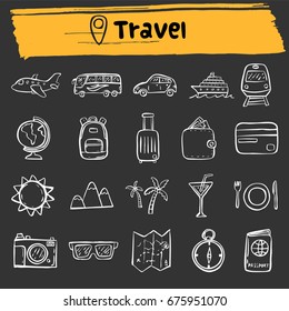 travel doodle icons,hand drawn illustration,holiday