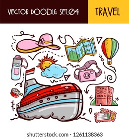 Travel Doodles Icon. Vector Illustration Set