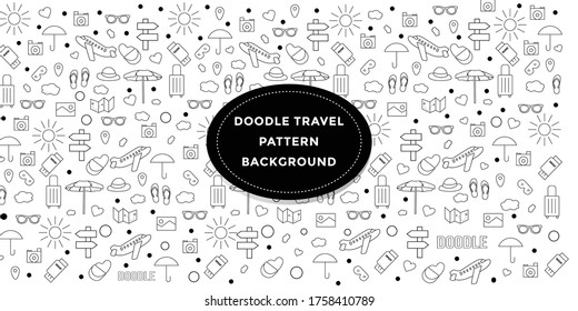 Travel doodles pattern background. outline vector illustration