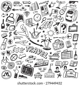 travel doodles set 
