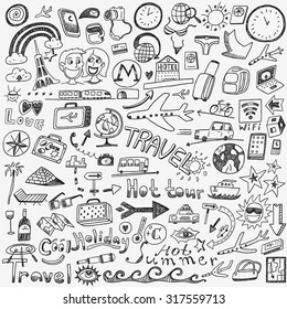 Travel Doodles Sketch Icons Stock Vector (Royalty Free) 317559713 ...