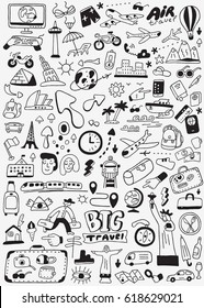 travel doodles sketch icons