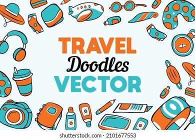 fondo vectorial de garabatos de viaje en estilo de caricatura 