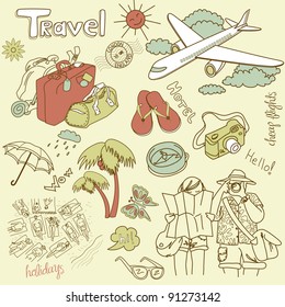 Travel doodles. Vector illustration.