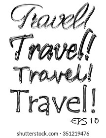 Travel drawn brush with lettering